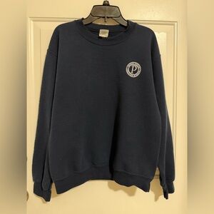 Gildan Navy Crewneck Sweatshirt with Small Chest Emblem